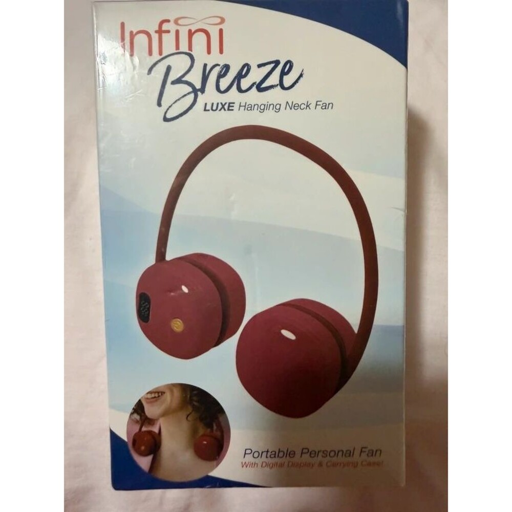 Infini Breeze LUXE Hanging Neck Fan – NIB Portable Personal Fan (Burgundy)